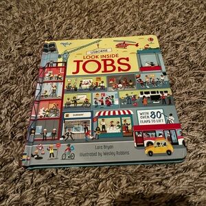 Usborne Look Inside Jobs Board Book - Yellow/Red Illustrated Kids Book